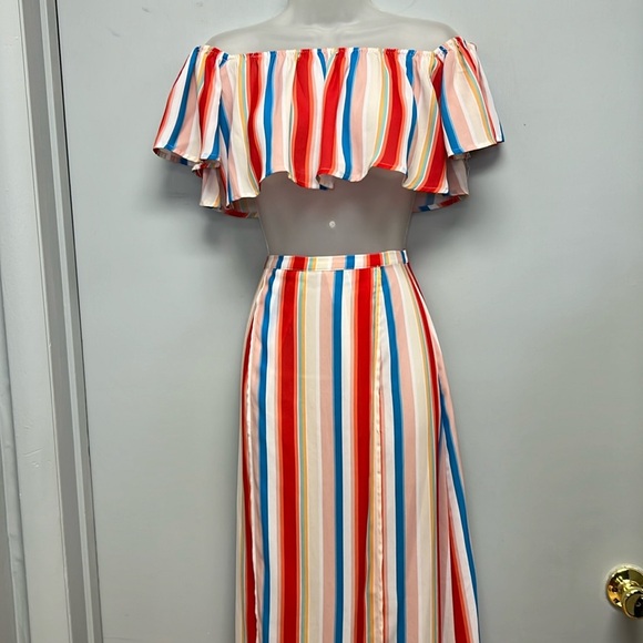 Showpo The Sound Of Sunset Rainbow Stripe 2 Piece Set Size 2 - Picture 4 of 10